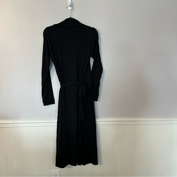 Quince Women’s 100% Silk V-Neck Jersey Midi Wrap Dress in Black Sz S NWT - Picture 10 of 10